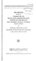 Campaign finance reform proposals of 1996