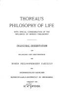 Thoreau's philosophy of life, with special consideration of the influence of Hindoo philosophy
