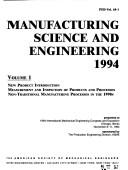 Manufacturing Science and Engineering, 1994