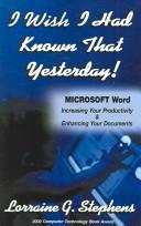 I Wish I Had Known That Yesterday!: Microsoft Word