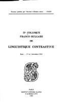 IIe Colloque franco-bulgare de linguistique contrastive