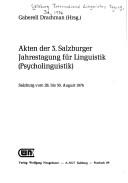 Akten der 3. Salzburger Jahrestagung für Linguistik (Psycholinguistik)