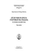 Studi vari di lingua e letteratura italiana
