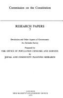 Research Papers (Research papers - Commission on the Constitution ; 7)