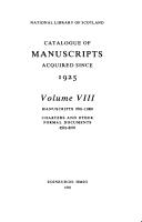 Catalogue of manuscripts acquired since 1925