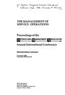 The management of service operations