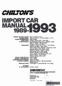Chilton's Import Car Repair Manual 1989-1993