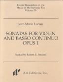 Sonatas for Violin and Basso Continuo, Opus 1 (Recent Researches in the Music of the Baroque Era, Volume 76)