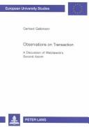 Observations on Transaction: A Discussion of Watzlawick's Second Axiom (European University Studies, Series 20: Philiosphy, Vol 645)