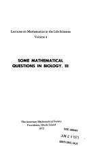 Some Mathematical Questions in Biology No. 3