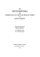 The Vṛttivārttika or commentary on the functions of words of Appaya Dīkṣita