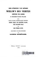 WIZLAW - Des Fursten von Rugen Wizlaw's des Vierten Spruche und Lieder in niederdeutscher Sprache nebst einigen kleinen niederdeutschen Gedichten