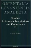 Studies in Aramaic Inscriptions and Onomastics, Vol. II.