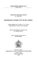 Anonymi, Magistri Artium Sententia super II et III de anima