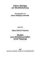 Studien zum Motettenschaffen Ernst Peppings (Kolner Beitrage zur Musikforschung)