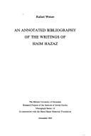 Bibliyografyah mueret shel kitve Hayim Hazaz (Mifale ha-mehkar shel ha-Makhon le-madae ha-Yahadut)