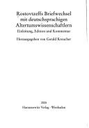 Rostovtzeffs Briefwechsel mit deutschsprachigen Altertumswissenschaftlern