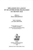 M©♭langes de langue et de litt©♭rature fran©ʹaises du Moyen-age