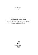 Im Schatten der grossen Politik: deutsch-niederl andische Beziehungen zur Zeit der Weimarer Republik; 1918 - 1933