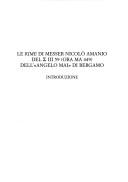 Le rime di messer Nicolò Amanio del [sigma] III 59 (ORA MA 449) dell'"Angelo Mai" di Bergamo