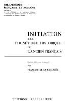 Initiation à la phonétique historique de l'ancien français