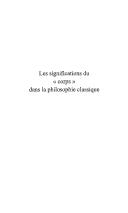 Les significations du corps dans la philosophie classique
