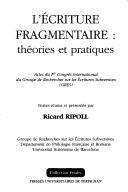 L' écriture fragmentaire