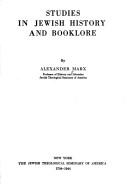 Studies in Jewish history and booklore
