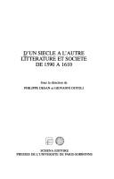 D'un siècle à l'autre. Litterature et societé de 1590 à 1610.