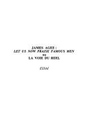 James Agee: Let us now praise famous men ou la voie du reel