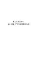 L' esthétique dans le système hégélien