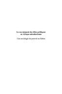 Le recrutement des élites politiques en Afrique subsahariennes