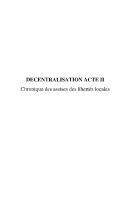 Décentralisation acte II