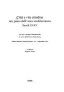 Città e vita cittadina nei paesi dell'area mediterranea, secoli XI-XV