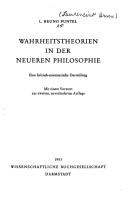 Wahrheitstheorien in der neueren Philosophie