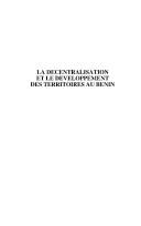 La décentralisation et le développement des territoires au Bénin