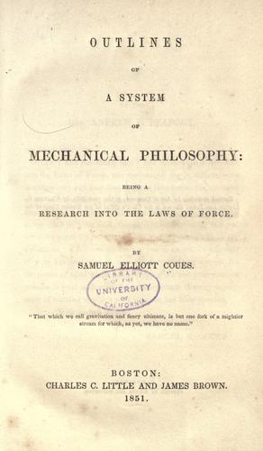 Outlines of a system of mechanical philosophy
