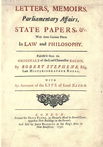 Letters, memoirs, parliamentary affairs, state paper, &c