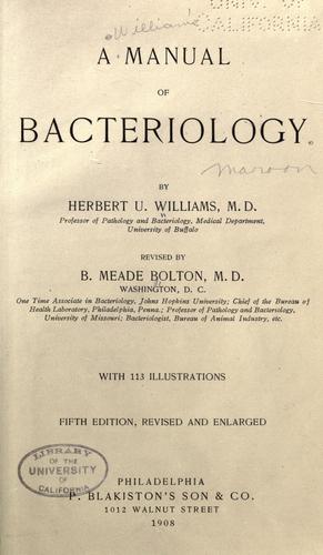 A manual of bacteriology