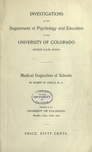 Medical inspection of schools