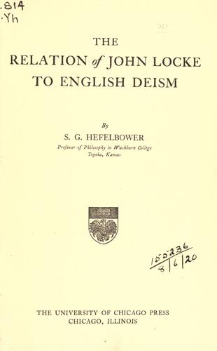 The relation of John Locke to English deism