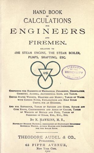 Hand book of calculations for engineers and firemen