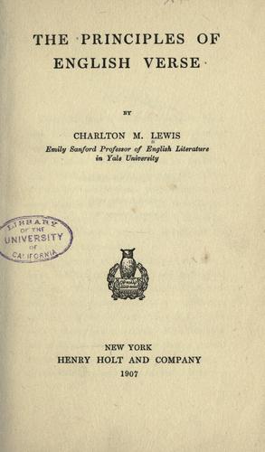The principles of English verse