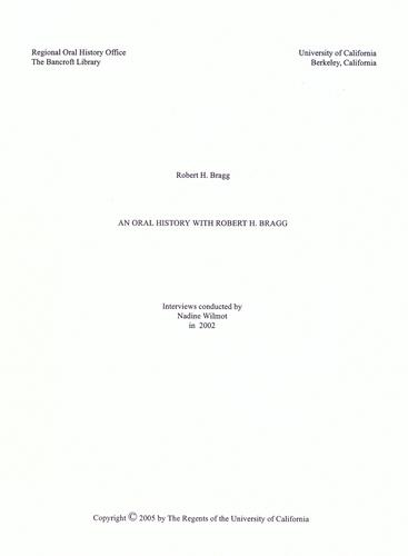 An oral history with Robert H. Bragg
