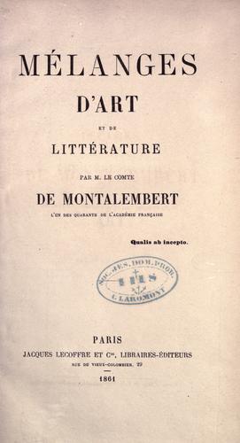Mélanges d'art et de littérature