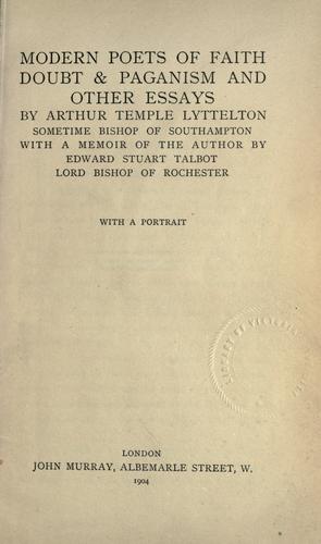 Modern poets of faith, doubt, & paganism