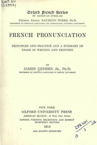 French pronunciation, principles and practice