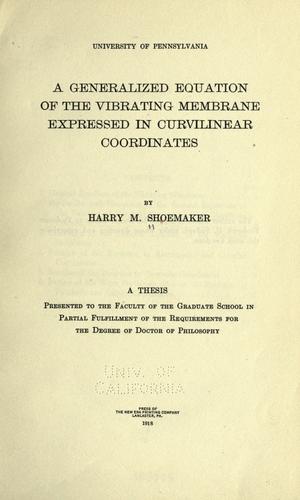 A generalized equation of the vibrating membrane expressed on curvilinear coordinates