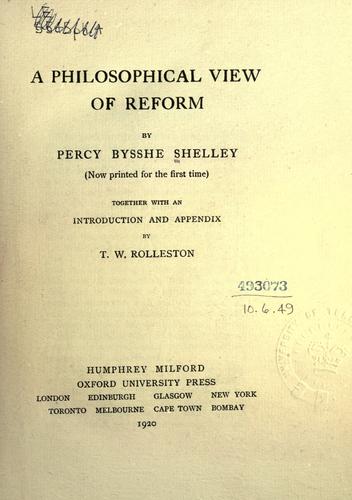 A philosophical view of reform (now printed for the first time)