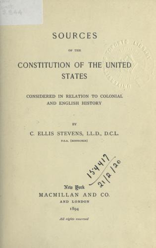 Sources of the constitution of the United States